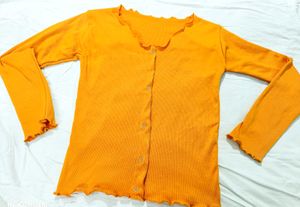 Yellow Full Sleeves Top. Size -M, Bust-34. Used One Time Only.