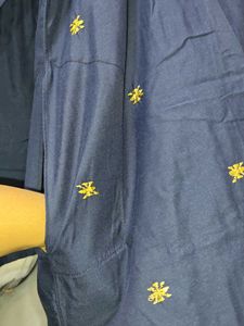 paisley Embroidered Blue Kurta XXL