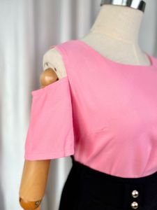 Pink Cold Shoulder Top