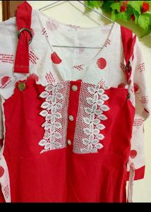 ❤🤍 Red And White Ethentic Top