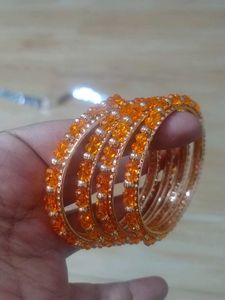 Orange Stone Bangle Set