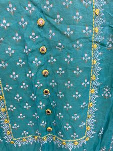 Yellow And Teal Kurthi