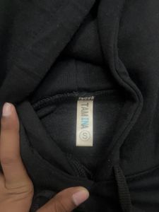 Black Striped Crop Hoodie