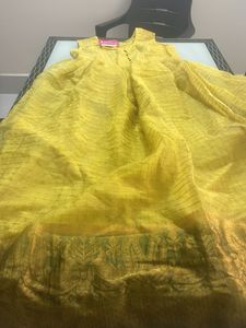 Yellow Organza Ethnic Gown