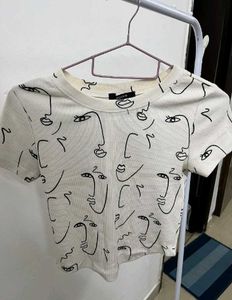Face Print Crop Top