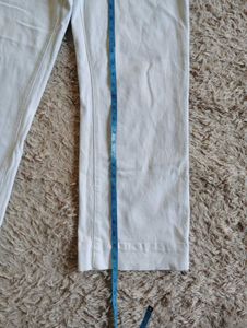 Flared Mid Waist White Denim