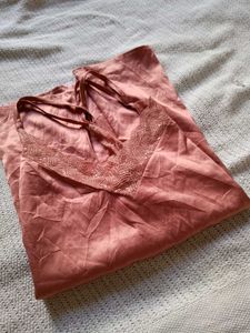 Satin Lace Trim Night Top
