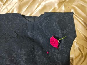 Black- Sheer Rose Designed Top