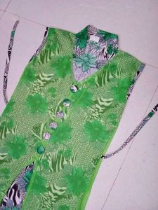 Green Net Designer Kurta Or Frock