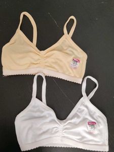Simple Cotton Bras - White & Cream - Size 30/75