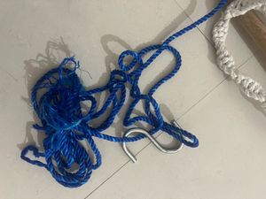 White Swing+blue Cushion+rope+S Hook