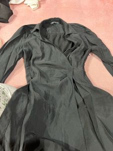 Zara Chic Black Wrap Dress