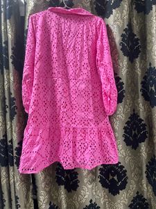 Pink shiffli shirt dress