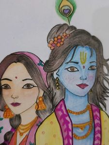 Beautiful Radha Krishna Drawing.