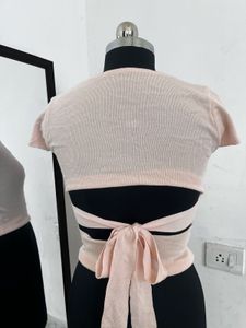 Pink Top Back Tie Up Detail