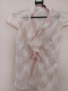 Light Pink Ruffle Neck Top