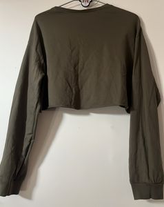 H&amp;M Olive Long Sleeve Crop Top