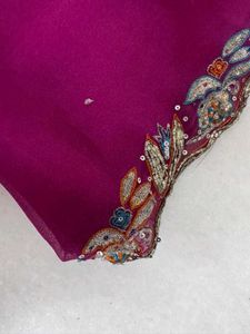 Magenta Saree With Emblished Border