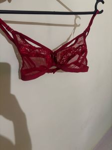 Red Sheer Lace Bra