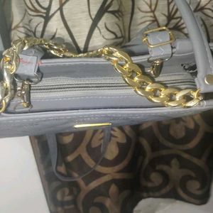 Gray Quilted Handbag