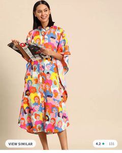 New Without Tag Colorful Print Kaftan Pocket Dress