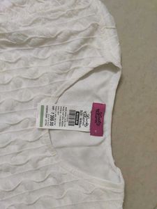 White Textured Long Sleeve Top