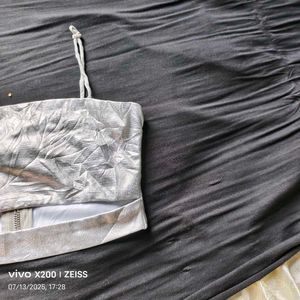 Silver Metallic Crop Top