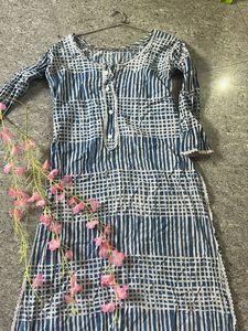 Blue &amp; White Patterned Maxi Dress
