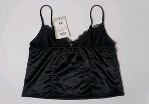 h&amp;m Black Lace Trim Cami Top