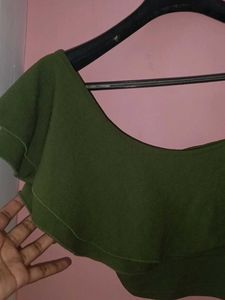 Olive Green Crop Top