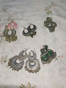 Assorted Silver Earrings Set of 5