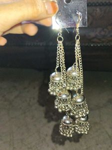 Silver Jhumka Earrings