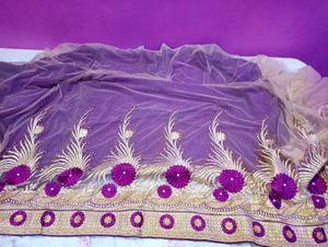 Embroidered Velvet Purple Lehenga Saare