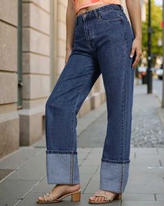 Shein Full Length Turn Up Hem Straight Fit Jeans W