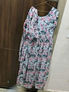 Floral Print Dress with Dupatta
