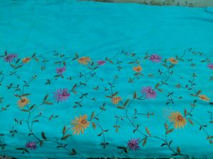 Blue Pure Chiffon Saree