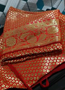 Red &amp; Gold Embroidered Blouse