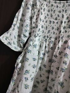 Floral Puff Sleeve Dress with Pockets – Size S