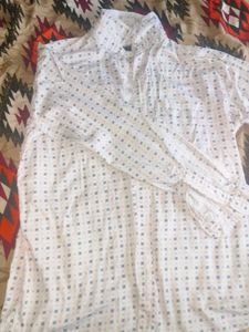 Patterned White Button-Down Shirt