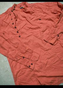 Orange Mandarin Collar Kurta