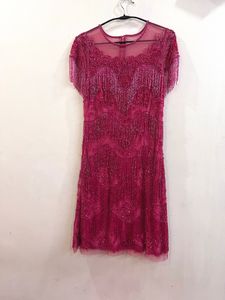 NEVER WORN Dark Pink Sequins Beaded Party Dress