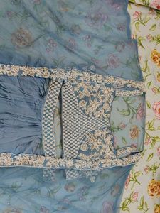 hand work crop top with shrug and dupatta