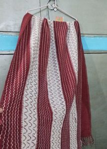 Striped Ethnic embroidered woolen shawl Stole
