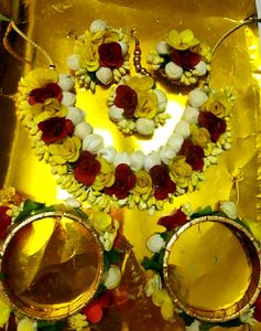 Combo of Haldi And Mehendi Floral Jewellery Set