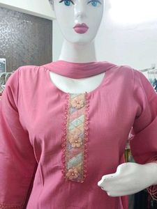 Art Silk Kurti Pant Dupatta Set