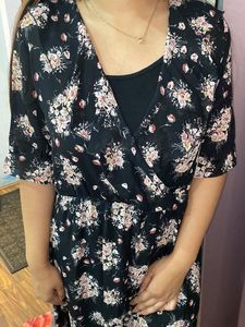 Black Cottagecore Wrap Dress