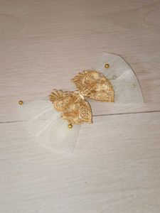 Elegant Gold Lace Hair Bow