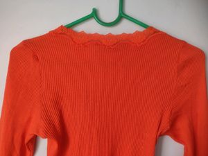 Coral Lace Silk Fitted Top
