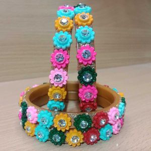 Colorful Flower Bangle Set