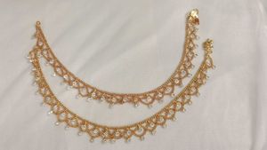 Gold Anklets with Crystals